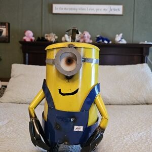 Yellow and Blue Metal Minion Decor